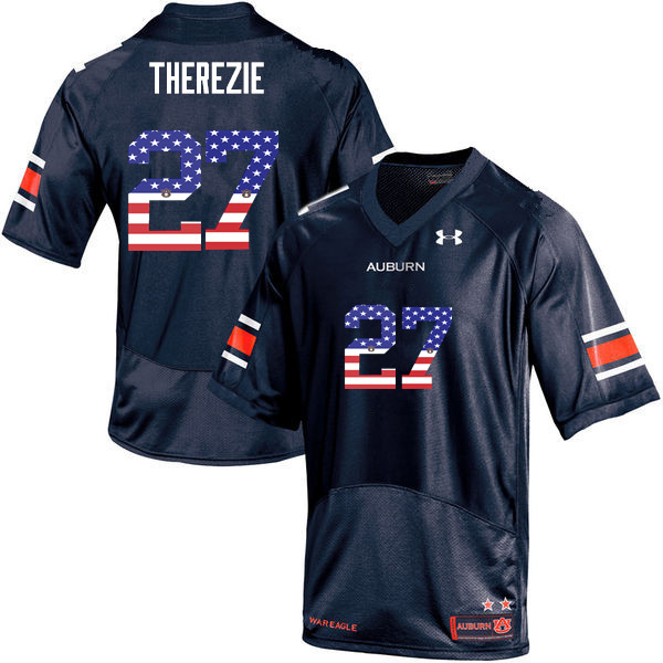 Men #27 Robenson Therezie Auburn Tigers USA Flag Fashion College Football Jerseys-Navy - Click Image to Close